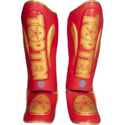 Protectores de canilla Kickboxing WAKO Star Light (Rojo/Azul)