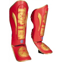 Protectores de canilla Kickboxing WAKO Star Light (Rojo/Azul)